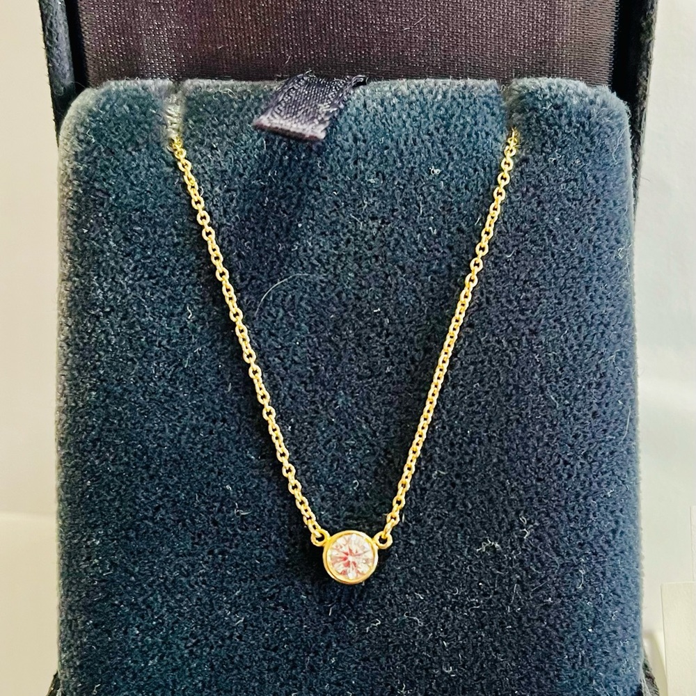 TIFFANY & CO / ELSA PERETTI 18K GOLD DIAMOND BY THE YARD PENDANT NECKLACE .24CT